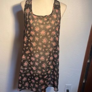 Frenchi flowered sheer tank top